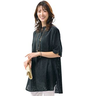 ルフラン（ルフラン）の「ジャカード素材の切替チュニック（チュニック）」｜黒