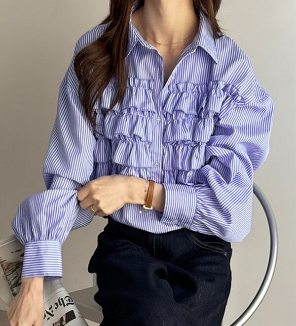 GeeRA（ジーラ）の「フリルドッキングオーバーサイズシャツ（シャツ）」｜詳細画像