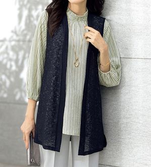 ルフラン（ルフラン）の「ジャカードプルオーバーベストアンサンブル（アンサンブル）」｜モノトーン系