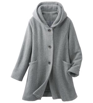 シルク×ヴィーゼル ♡ リバーシブルフードデザインコート グレージュ ブークレ素材フードデザインコート - ベルーナ【公式】