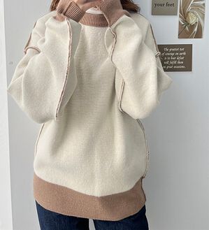 GeeRA（ジーラ）の「リバーシブル配色プルオーバー（ニット・セーター）」｜アイボリー