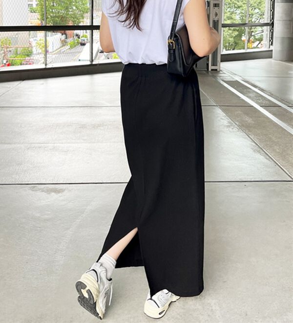 GeeRA（ジーラ）の「【着回し力◎】楽ちんすっきり見え！リブロングスカート（ロングスカート）」｜詳細画像