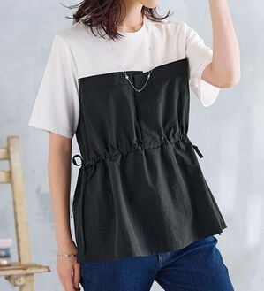 BELLUNA（ベルーナ）の「ヒンヤリ！ビスチェ重ね着風Ｔシャツ（カットソー）」｜詳細画像