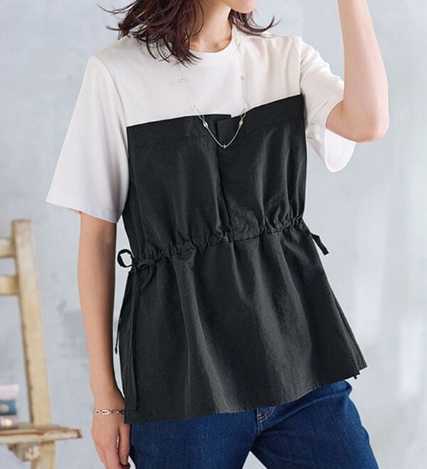 BELLUNA（ベルーナ）の「ヒンヤリ！ビスチェ重ね着風Ｔシャツ（カットソー）」｜詳細画像