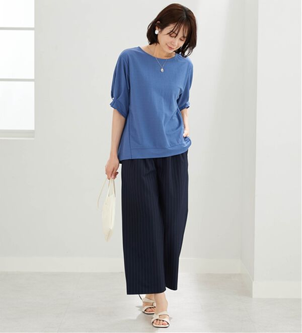 BELLUNA（ベルーナ）の「【接触冷感】涼感素材袖パールデザインプルオーバー（カットソー）」｜詳細画像