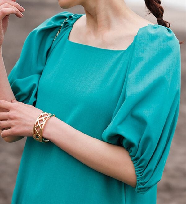 RANAN（ラナン）の「ひんやり！スクエアネックボリューム袖ワンピース（その他ワンピース）」｜詳細画像