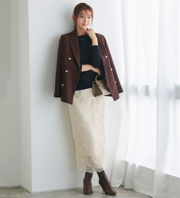 Pierrot（ピエロ）の「【Ｓ～３Ｌ】ネックが選べるプレミアムカシミヤタッチニット（ニット・セーター）」｜詳細画像