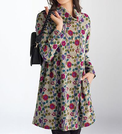 BELLUNA（ベルーナ）の「花柄プリント起毛カットソーチュニック（チュニック）」