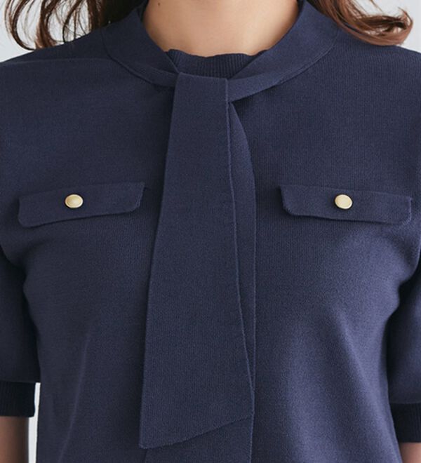 Pierrot（ピエロ）の「リネンタッチボウタイポケットニット（ニット・セーター）」｜詳細画像