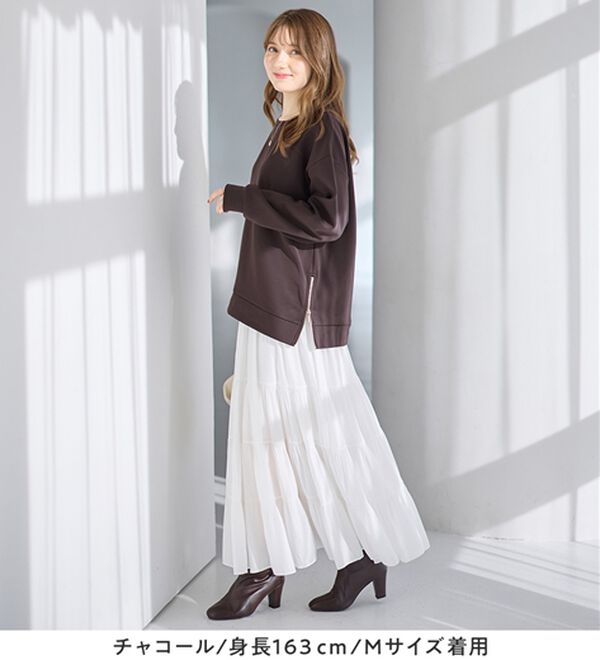 alotta（アロッタ）の「サイドジップあったか裏起毛プルオーバー（トレーナー・スウェット）」｜詳細画像