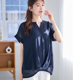 alotta（アロッタ）の「【接触冷感】裾タックふんわりブラウス（ブラウス）」｜詳細画像