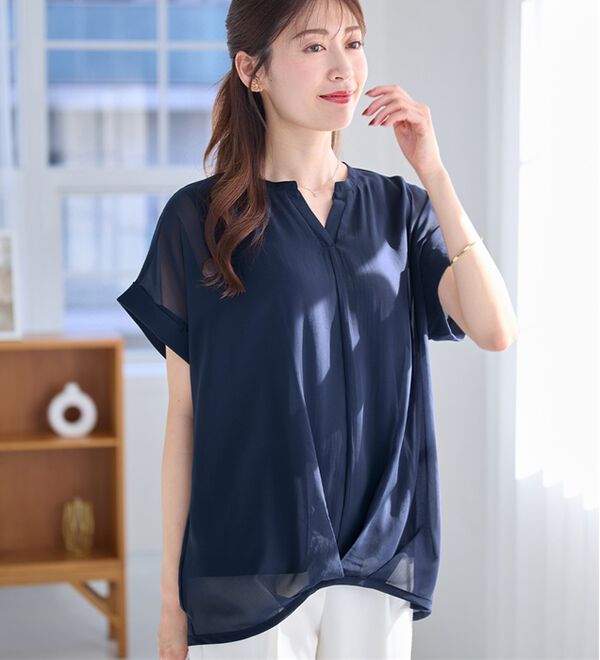 alotta（アロッタ）の「【接触冷感】裾タックふんわりブラウス（ブラウス）」｜詳細画像