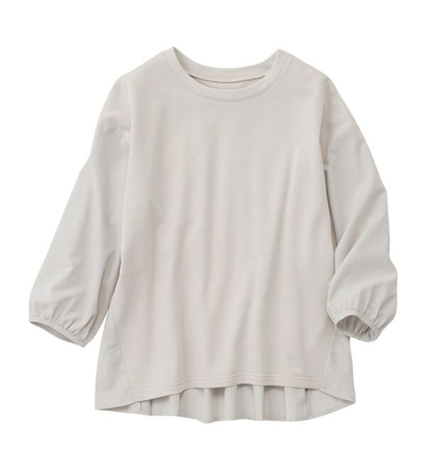 Viola e Viola（ヴィオラ エ ヴィオラ）の「綿混ミニ裏毛異素材切替フレアートップス（カットソー）」｜詳細画像