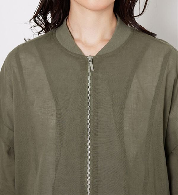 BELLUNA（ベルーナ）の「麻調素材リブ使いシアーブルゾンジャケット（ブルゾン）」｜詳細画像