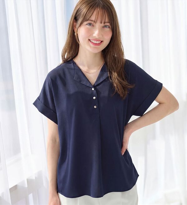 alotta（アロッタ）の「衿デザイン大人上品とろみブラウス（ブラウス）」｜詳細画像