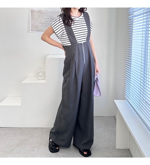 GeeRA（ジーラ）の「フロントジップハイウエストサロペット（オールインワン）」｜詳細画像