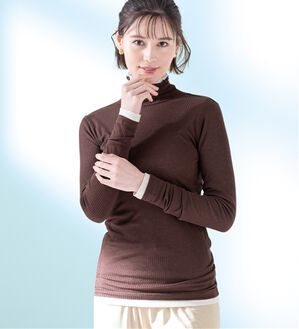 LAVIENNE（ラヴィエンヌ）の「【肌にまとう化粧品】着て潤うシアー素材リブインナー＜ＭＡＴＯＬＩＡ＞（肌着・インナーウェア）」｜カカオブラウン