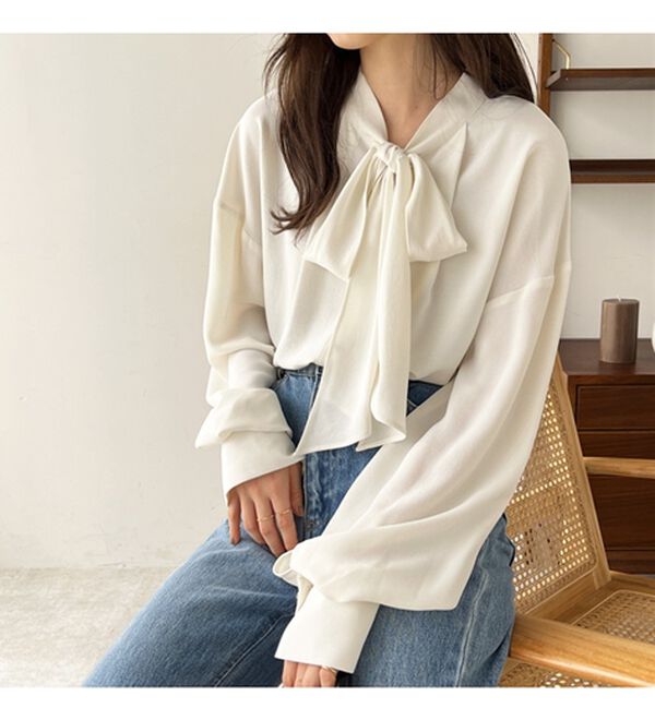 GeeRA（ジーラ）の「前後２ｗａｙボウタイブラウス（ブラウス）」｜詳細画像