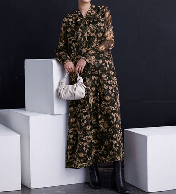 RANAN（ラナン）の「ラメストライプボウタイプリントワンピ（プリントワンピース）」｜詳細画像