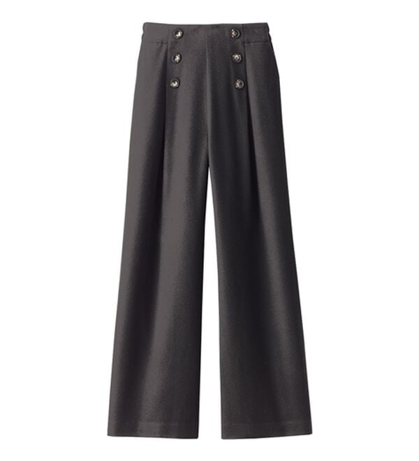 BELLUNA（ベルーナ）の「サマ見え（スーパーウォーム）ウール調ボタン使いワイドパンツ（ワイドパンツ・ガウチョ）」｜詳細画像