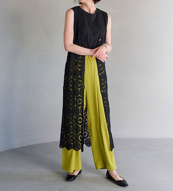 RANAN（ラナン）の「ひんやり！リラックスタックワイドパンツ（ワイドパンツ・ガウチョ）」｜詳細画像