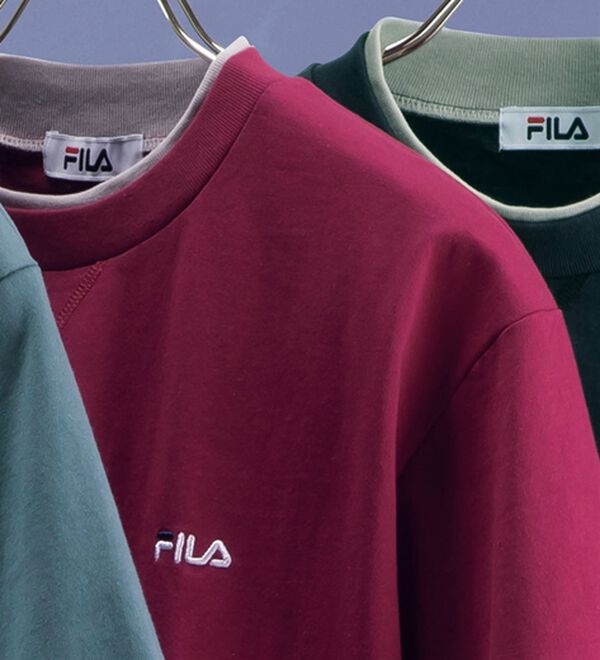 「＜フィラ＞綿１００％　キシリトール加工５分袖Ｔシャツ（メンズシャツ）」｜レッド