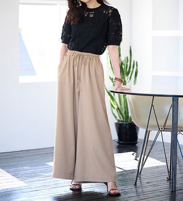 RANAN（ラナン）の「花柄立体レースリブ切替プルオーバー（ブラウス）」｜詳細画像