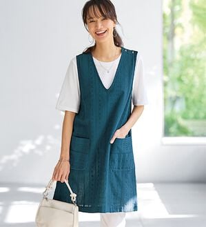 BELLUNA（ベルーナ）の「綿麻ドビー素材ジャンパードレス（ジャンパースカート）」｜詳細画像