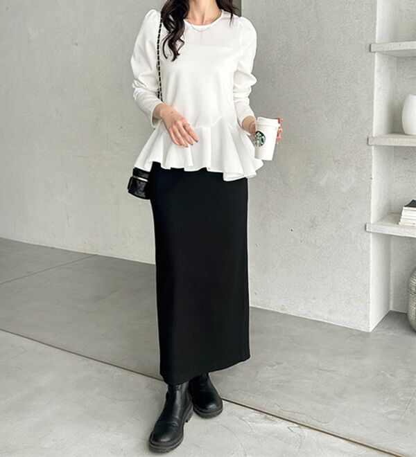 GeeRA（ジーラ）の「【着回し力◎】楽ちんすっきり見え！リブロングスカート（ロングスカート）」｜詳細画像