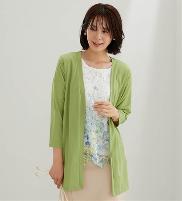 BELLUNA（ベルーナ）の「彩り花柄レースカーディガンアンサンブル（アンサンブル）」｜グリーン