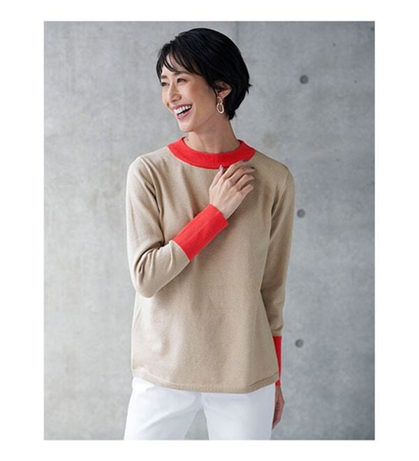 BELLUNA（ベルーナ）の「ラメ入り配色ニットプルオーバー（ニット・セーター）」｜詳細画像