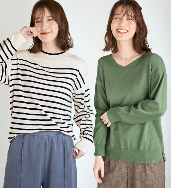 Viola e Viola（ヴィオラ エ ヴィオラ）の「＜選べる衿＞もちもち　ゆるシンプルニット（ニット・セーター）」｜詳細画像