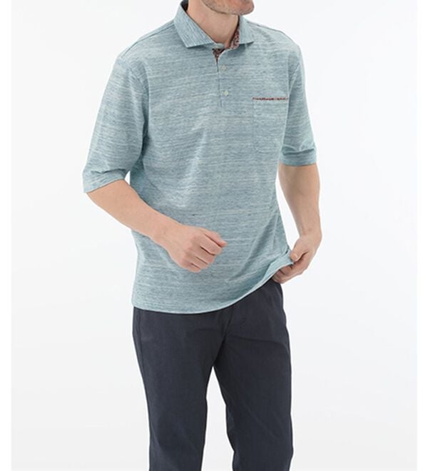 「＜コムルヴァン・オム＞大人のメランジ鹿の子ポロシャツ（メンズポロシャツ）」｜詳細画像