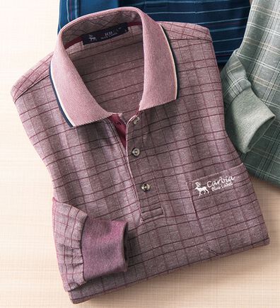 「＜カルビア＞長く着られる柄違い涼やか麻入りポロシャツ（メンズポロシャツ）」