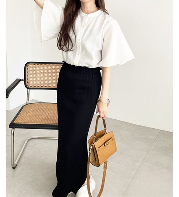 GeeRA（ジーラ）の「フレアー袖バンドカラーブラウス（ブラウス）」｜詳細画像