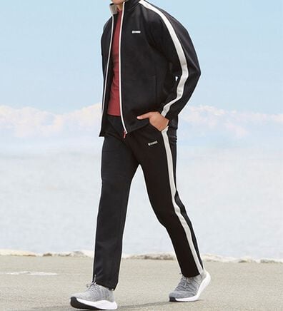 「【２着組】＜ケー・スイス＞暖か機能付き快適アクティブジャージスーツ上下２着組（ビジネススーツ）」