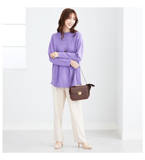 BELLUNA（ベルーナ）の「パッチワーク調ケーブルニットチュニック（チュニック）」｜詳細画像