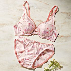 YU'NOW（ユナウ）の「プチプラブラ＆ショーツセット（ブラジャー＆ショーツセット）」｜ピンク系フラワー