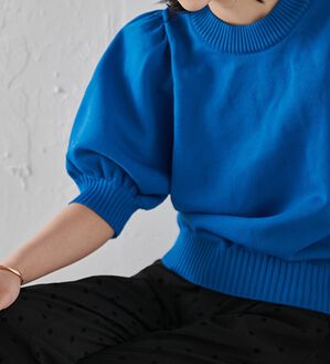 RANAN（ラナン）の「ボリュームパフスリーブニットトップス（ニット・セーター）」｜ブルー