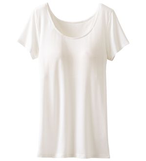 LAVIENNE（ラヴィエンヌ）の「＜さらりラボ＞カップ付半袖インナー（ブラトップ・カップ付きインナー）」｜オフホワイト