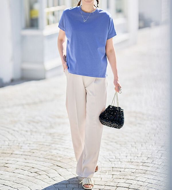 RANAN（ラナン）の「【選べる袖丈】＜BC＞綿100％プチハイネックＴシャツ（カットソー）」｜詳細画像