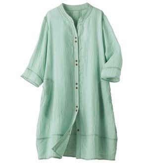ルフラン（ルフラン）の「シャンブレー生地ロングブラウス（ブラウス）」｜グリーン