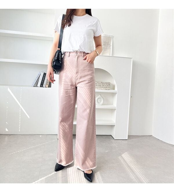 GeeRA（ジーラ）の「オリジナルパッチハイウエストデニム（ワイドパンツ・ガウチョ）」｜詳細画像