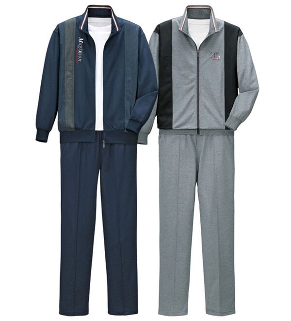 「【２着組】さらっと快適！フルジップホームスーツ（メンズルームウェア）」｜詳細画像