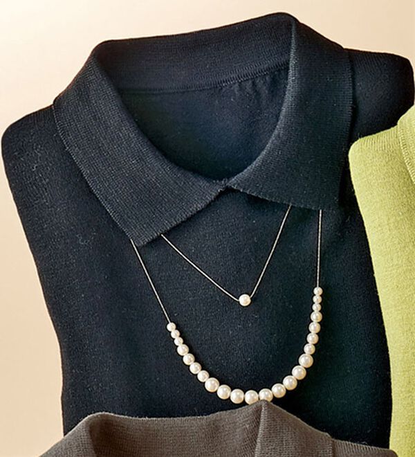 BELLUNA（ベルーナ）の「ウール入りデザインセーター（ニット・セーター）」｜黒