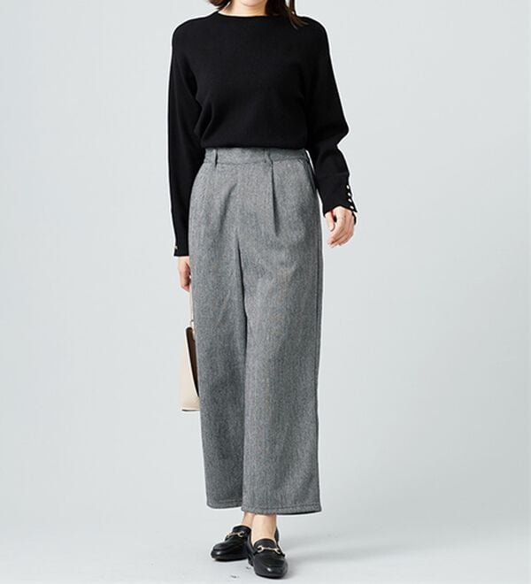BELLUNA（ベルーナ）の「ウール調ふっくらワイドパンツ（ワイドパンツ・ガウチョ）」｜詳細画像