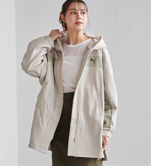 RANAN（ラナン）の「＜ｐｕｍａ＞ワンライン　フリースフーディ（ハーフコート）」｜ライトベージュ