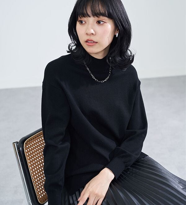 BELLUNA（ベルーナ）の「ロンＴが苦手な方に！なめらかシルクタッチニットＴ（ニット・セーター）」｜詳細画像