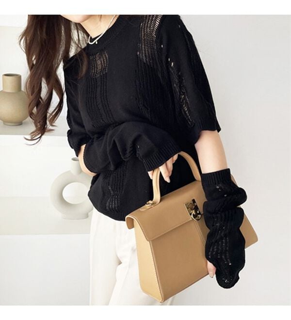 GeeRA（ジーラ）の「透かし編アームウォーマー付ニット（ニット・セーター）」｜詳細画像