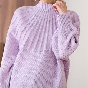 RANAN（ラナン）の「ハイネック求心柄ロング丈ニット（ニット・セーター）」｜パープル